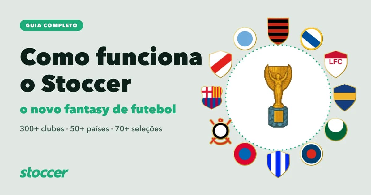 Ilustração com escudos de clubes, o troféu Elite e o texto: como funciona o Stoccer